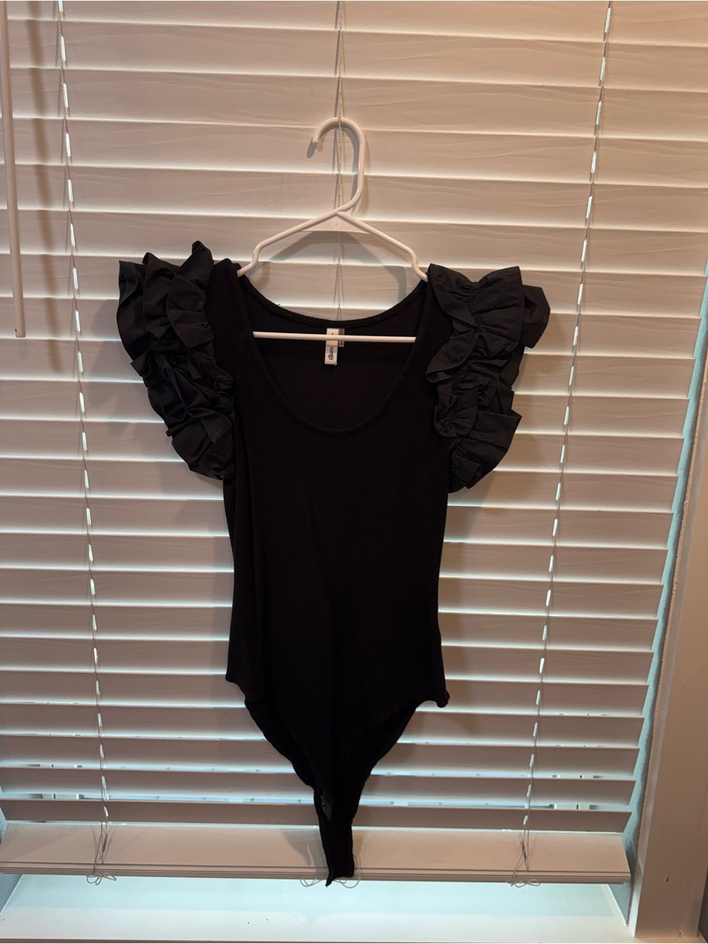 Women’s Black Ruffle Sleeve Bodysuit - Unbranded